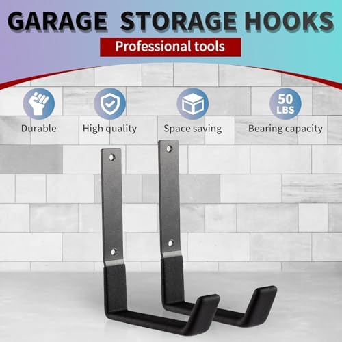 Heavy Duty Steel Hooks - Garage & Garden Tool Organizer, Wall Mount Hooks, Hose Hanger (12, Large) - Image 4