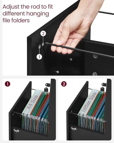 VASAGLE 2-Drawer File Cabinet, Small Rolling, Locking, Printer Stand - Image 4
