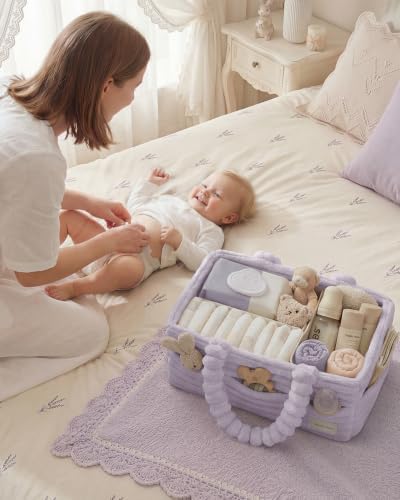 Blissful Diary Flannel Diaper Caddy Organizer & Gift Packaging,Light Purple - Image 7