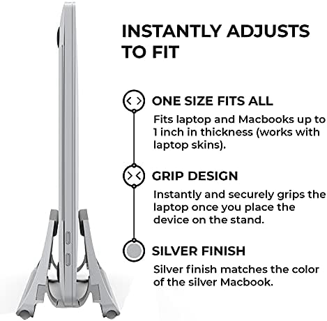 HumanCentric Vertical Laptop Stand for Desks in Silver Color, Adjustable - Image 4