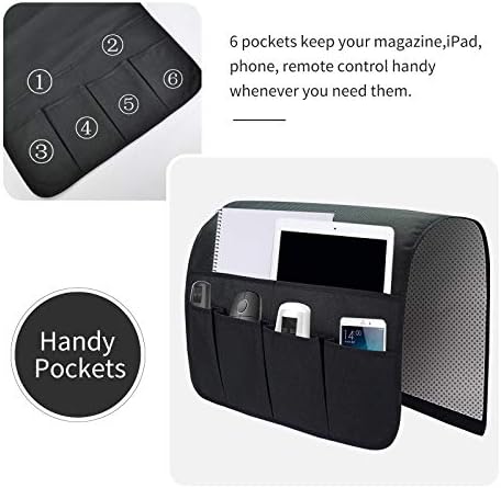 Sofa Armrest Organizer, Remote Control Holder for Recliner Couch, Arm Chair Caddy with 6 Pockets for Magazine, Tablet, Phone, iPad - Image 4