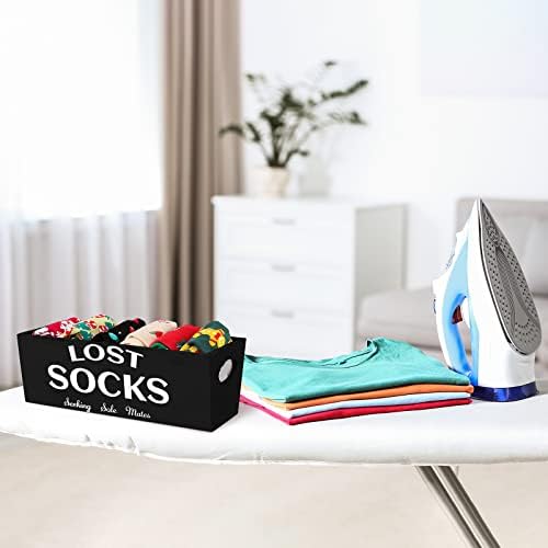 Blulu Lost Socks Basket Sign Laundry Room Farmhouse Storage, Black - Image 4