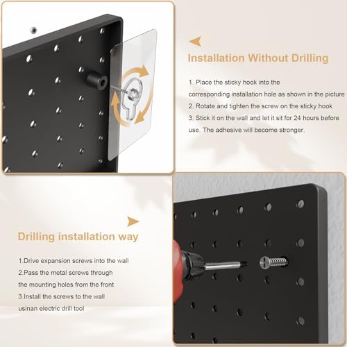 FZK Modular Plastic Peg Board Wall Organizer Kit, 12x12, Black - Image 5