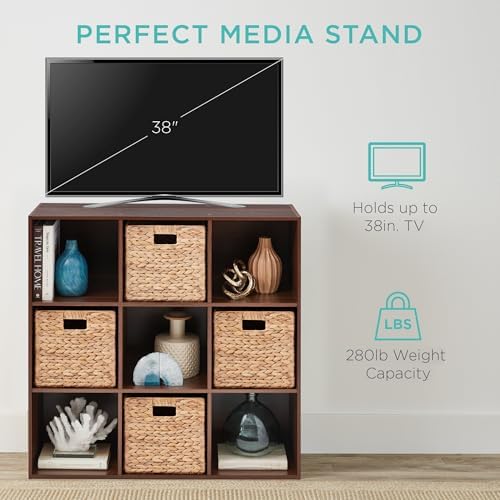 Best Choice Products 9-Cube Storage Organizer, 13.5in Shelf Opening, Bookcase, Display Shelf, Customizable w/ 3 Removable Back Panels – Walnut - Image 5
