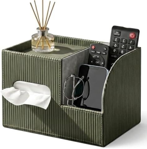 PU Leather Tissue Box Cover with Storage Tray, Cube Facial Tissue Holder by Thelittlebeautyoflife