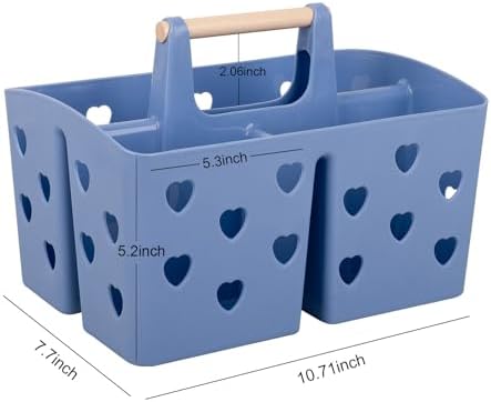 Portable Shower Caddy Plastic Shower Basket Organizer with Handle Dark Blue - Image 6