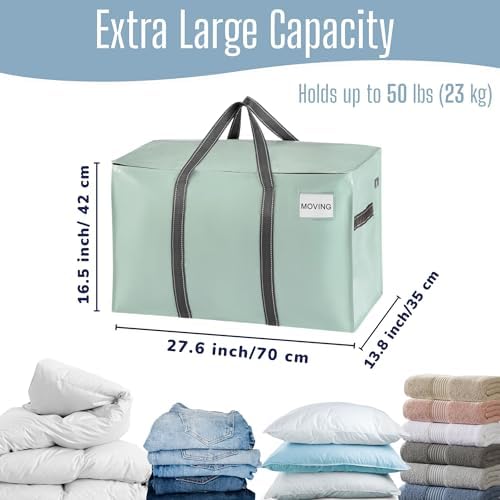 VENO 8 Pack Heavy Duty Moving Bags, Extra Large Storage Bags with Reinforced Handles & Strong Zippers, Foldable & Reusable Moving Box Alternative for Clothes & Dorm Storage - Image 4