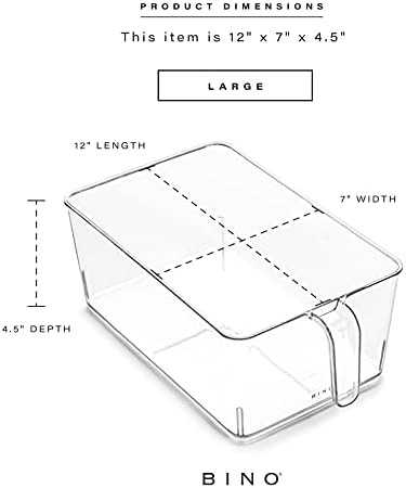 BINO l Plastic Storage Bins l THE HOLDER COLLECTION l 4-Pack, Large Multi-Use Clear Containers for Organizing with Built-in Handles l Pantry Organization & Storage l Kitchen Organizer l Storage Bins - Image 3