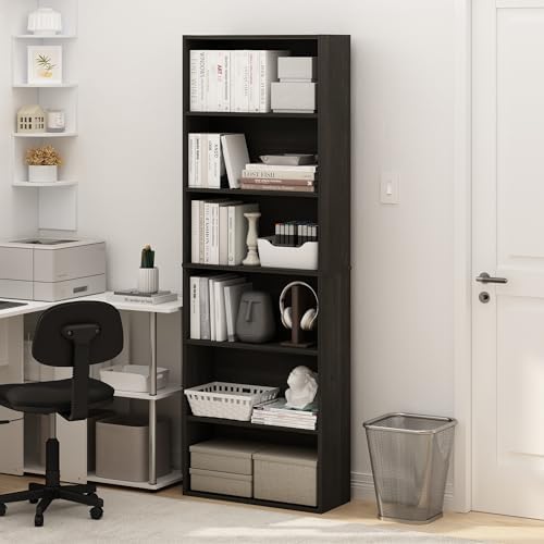 Furinno Jaya Simply Home Free Standing 6-Tier Open Storage Bookcase, Espresso - Image 2