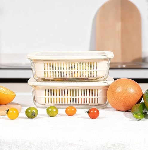Urban Green Glass Food Storage Containers with Glass Lids, Microwave Safe Food Container Set, Aitight Meal Prep Container Set, BPA Free Colander, LeakProof, 2 Pack - Image 7