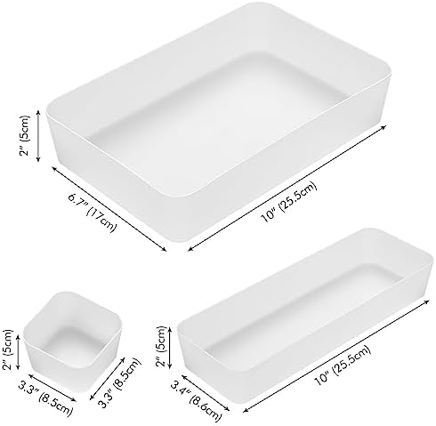 Poeland 15 Pcs Drawer Organizer Tray Storage Box for Bedroom Dresser Bathroom Kitchen, Frosted - Image 7