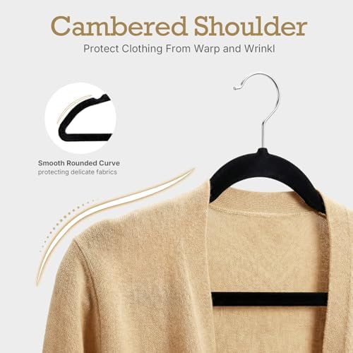 HOUSE DAY Black Velvet Hangers 60 Pack, Premium Non Slip Clothes Hangers - Image 6