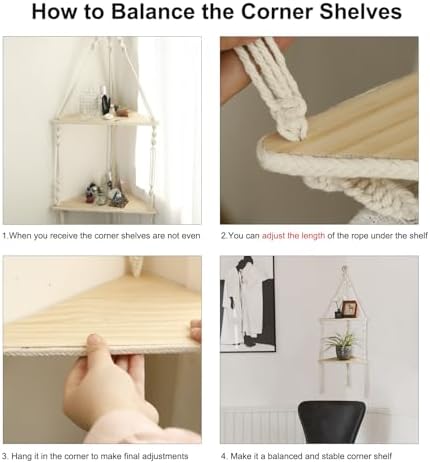 Artilady Corner Shelf Macrame Wall Hanging, Boho Wood Storage Wall Decor - Image 5