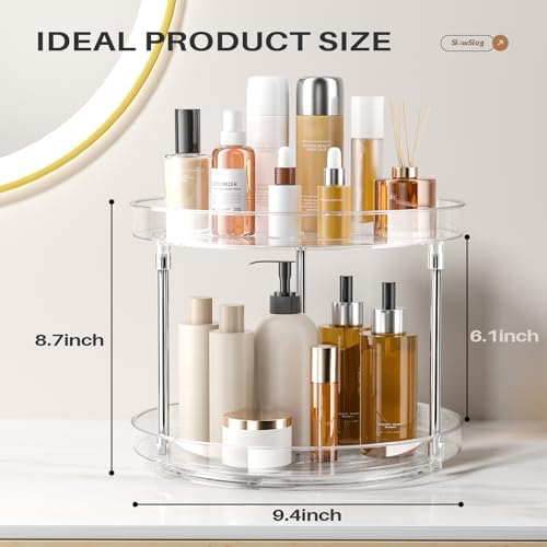 2 Pack 2 Tier Lazy Susan Turntable Organizer, Clear Rotating Lazy Susan - Image 5