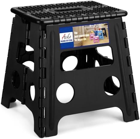 ACKO 13" Folding Step Stool, Non-Slip Surface for Adults & Kids, Dot Black by ACKO