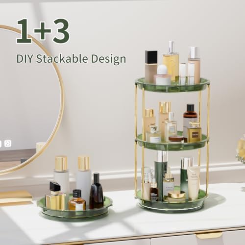 Rotating Makeup Organizer, Perfume Skincare Holder, 2 Tier 9 Inch, Green - Image 7