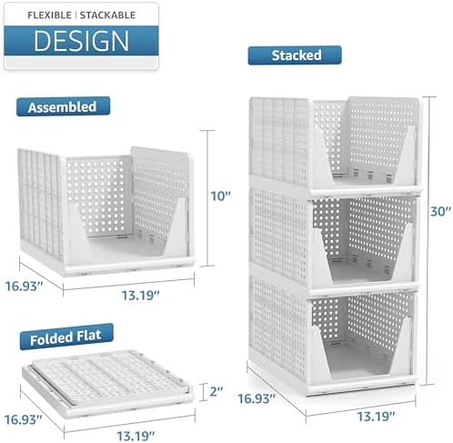 Sorbus Stackable Closet Organizer, Open-Front Shelf Bins (3 Large) - Image 6