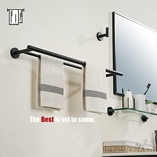 JQK Double Towel Bar 27 Inch, Matte Black Useable Length 24 Inch 304 Stainless Steel Thicken 0.8mm Bath Towel Rack for Bathroom, Towel Holder Wall Mount 2 Pack, TB100L24-PB-P2 - Image 5