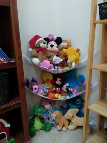 Stuffed Animal Storage Hammock - Small Plushie Net - Corner Hanging Stuffed Animal Net Organizer Holder for Teddy Bears Stuffies - Stuffy Hammock for Bedroom (White) - Image 4