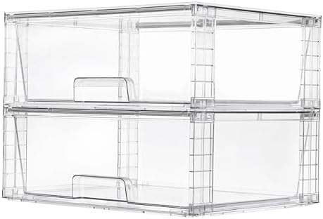 Vtopmart 2 Pack Large Clear Stackable Plastic Storage Drawers for Closet by Vtopmart