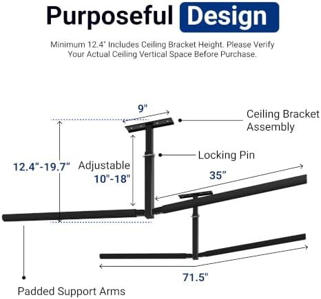 FLEXIMOUNTS Double Arm Adjustable Overhead Ladder Rack, 71.5" Arms - Image 3