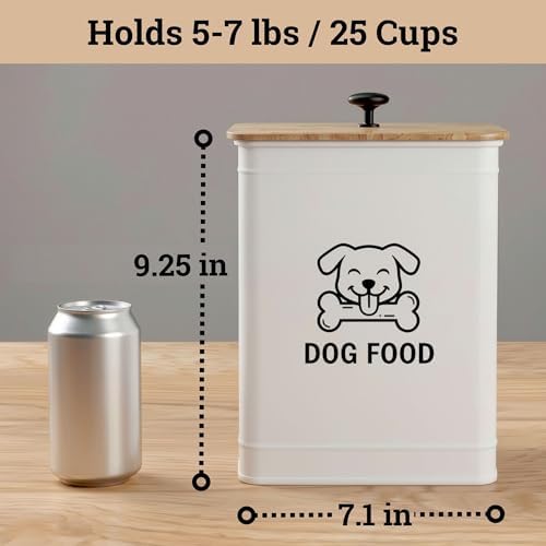 Metal Dog Food Container 5-7lb, 25 Cup w/ Airtight Bamboo Lid, Metal Handle - Image 6
