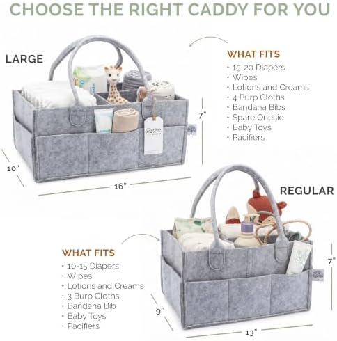 Parker Baby Co. Felt Diaper Caddy Organizer - Regular, Gray - Image 3