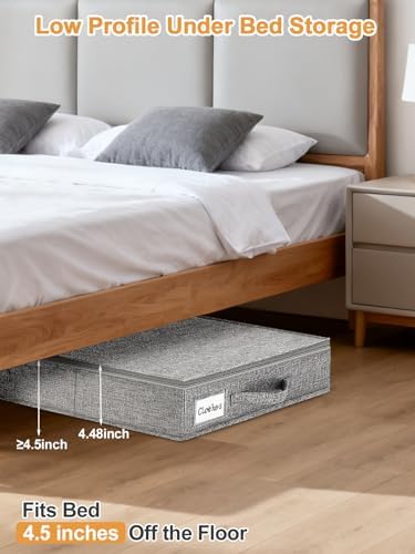 punemi 4.5 in Tall Low Profile Under Bed Storage Containers, 2 Pack, Grey - Image 2