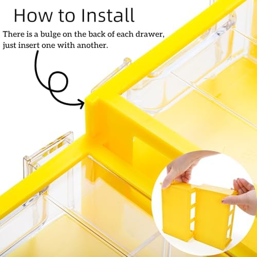 Goaste 20 Pack Drawer Stacking Storage Cabinet, Plastic Desktop Drawer Closet, Small Parts Screw Craft Organizer Container with 40 PCS Clear Dividers & 20 PCS Tag Cards for Home Office School Items - Image 5