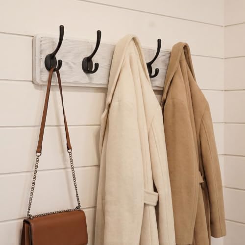 WEBI Coat Rack Wall Mount,Coat Hanger Wall,16" Hole to Hole,Coat Hooks Wall Mounted,Hook Rack Rail,5 Hooks for Hanging Coats,Hats,Jacket,Clothes,Entryway,Black/White - Image 2