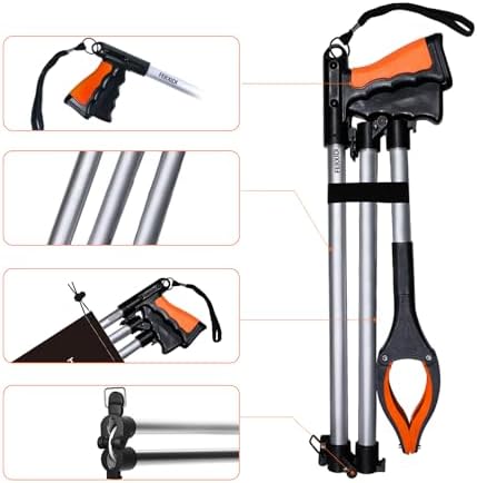 43" Foldable Grabber Reacher Tool,Reacher Grabber Pickup Tool,Folding Grabbers for Elderly Grab It Reaching Tool with Rotating Jaw+Magnets,Grabber Reacher Tool Heavy Duty - Image 4
