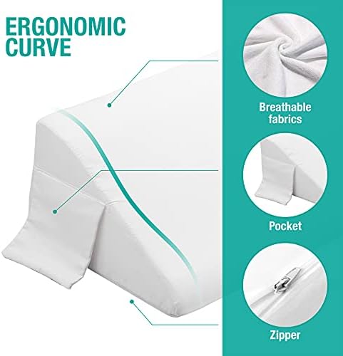 Vekkia King Bed Wedge Pillow for Headboard Gap/Bed Gap Filler/Mattress Wedge to Fill 0-6" Gap Between Headboard and Mattress (White 76"x10"x6") (Pack of 2) - Image 2