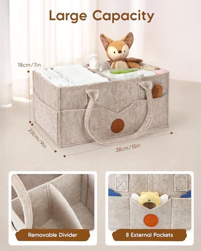 Maliton Felt Diaper Caddy Organizer for Changing Table - Large, Khaki - Image 4