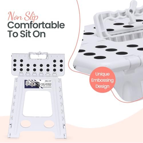 Delxo 16 Inch Folding Step Stool,Foldable Step Stool for Adults White - Image 3
