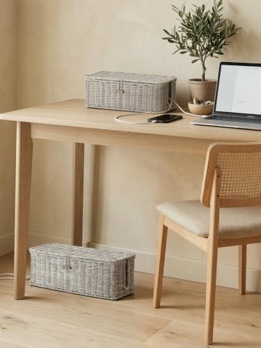 Cable Management Box, Cord Organizer with Lid & Cable Ties - Gray Set - Image 6