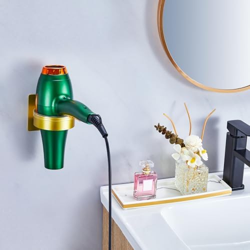 Blow Dryer Holder Wall Mounted, hairdryer holder for bathroom, Blow Dryer Organizer, hair tool organizer wall mount, Adhesive Hair Dryer Storage for Bathroom Barber Shop (Gold) - Image 3