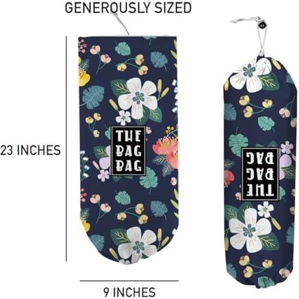 Flowers Plastic Bag Organizer,Reusable Grocery Country Style Plastic Bag Dispenser ​for Home Kitchen Travelling Camping Decor, use 1 Pack，Flowers Pattern - Image 4