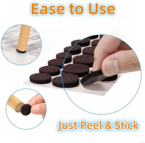 Furnigear Felt Furniture Pads for Hardwood Floors - Self Adhesive Chair Felt Pad, Floor Protector for Furniture Feet, Furniture Sliders Moving Furniture Smoothly, Anti Scratch 108 Pcs 1" Round Brown - Image 3