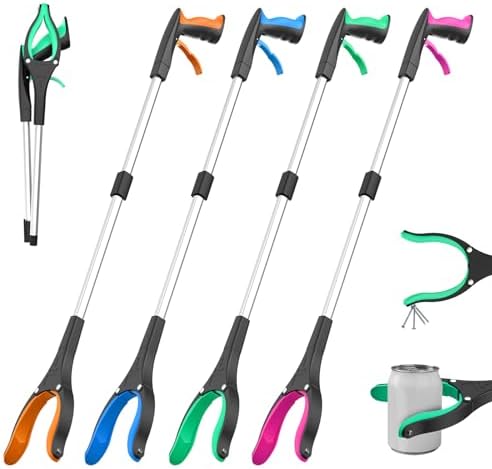 4 Pack 32 Inch Grabber Reacher Tool, Heavy Duty Trash Grabber Tool by REWKCY