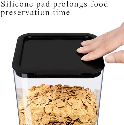 Cereal Dispenser Countertop, 5L Kitchen Organization Cereal Containers Storage, Desktop Candy Dispenser Plastic Cereal Dispenser, Snack Containers Can Hold Granola, Dry Food, nut, Grain (Black, 2Pc) - Image 4