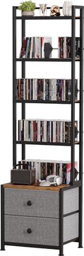 CD Storage Rack with Drawer, 5-Tier Media Storage Shelf by Epouseter
