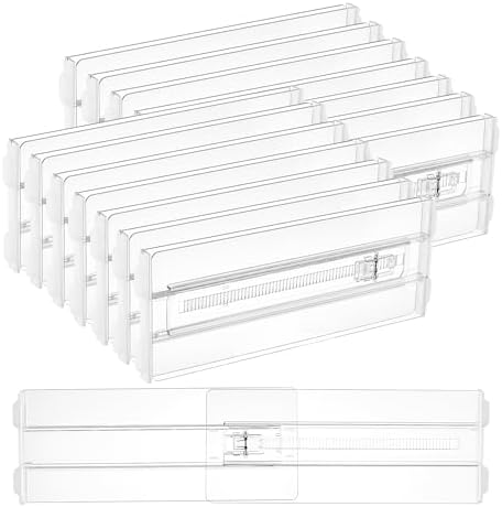 Vtopmart 14 Pack Drawer Dividers for Clothes, 4" High 10.2"-16.5" Adjustable Expandable Dresser Drawer Organizer, Clear Plastic Separators for Dresser, Baby Clothing, Underwear, Cosmetic, Toiletries by Vtopmart