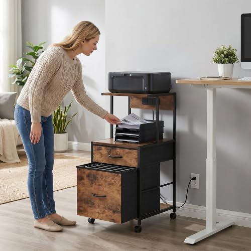 Printer Stand with Charging Station, File Cabinet for Home Office - Image 6
