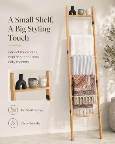 Blanket Ladder 6 Tier with Shelf for Living Room Bedroom and Bathroom - Image 6