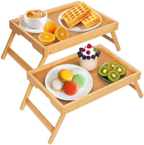 Artmeer FSC 100% Bamboo Bed Trays, Medium, 2-Pack, Natural by Artmeer