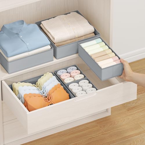 DIMJ Drawer Organizer Clothes 24 Pack - Foldable Baby Organizers and Storage & Dresser Organizer for Bedroom, Closet - Nursery Organization Dresser Dividers for underwear, Sock,Bra, Belt, Tie, Gray - Image 4