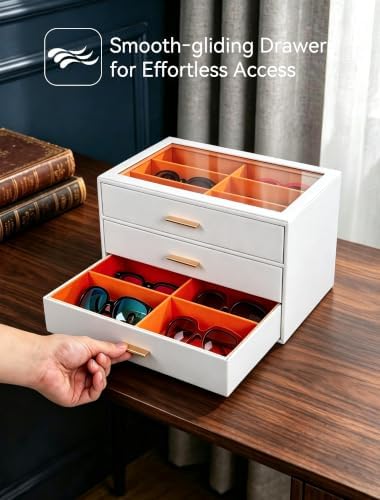 Sunglasses Organizer for Storage Oversize Glasses, Update Pebbled Leather - Image 6