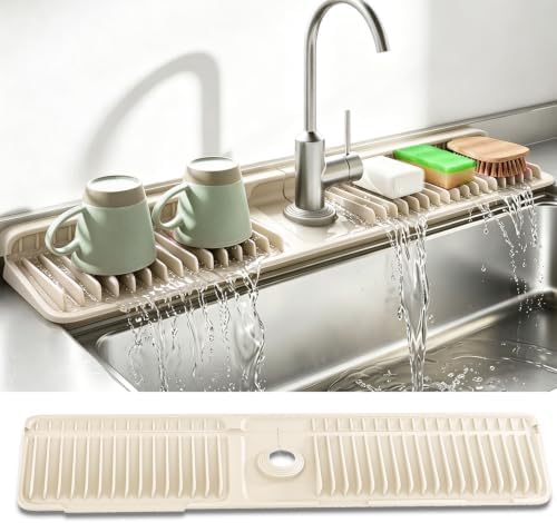 24 Inch Longer Silicone Faucet Mat, 7°Slope Fast Self-draining by SOCORIA