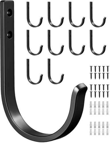 10-Pack 22LB Wall Hooks for Hanging Towel/Coat, Black by Josmimic