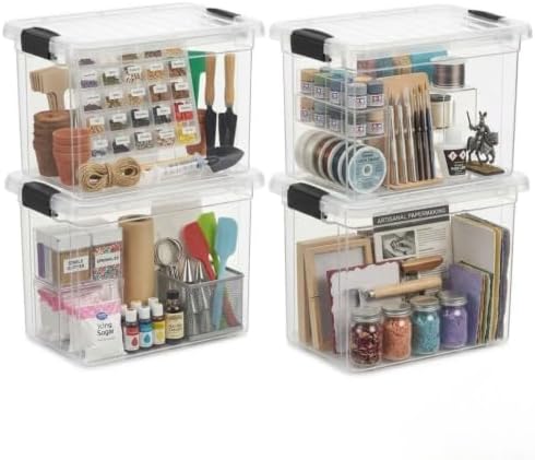 Superio 2.5 Quart Clear Plastic Storage Boxes with Lids, Stackable Organizer Containers, BPA-Free Storage Bins for Home, Office, School & Dorm, 4 Pack by Superio